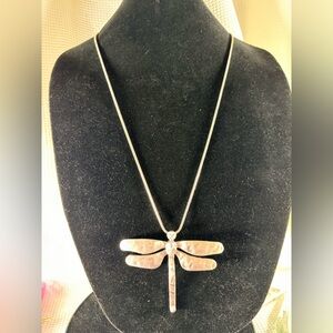 Elegant Silver Dragonfly Pendant Necklace